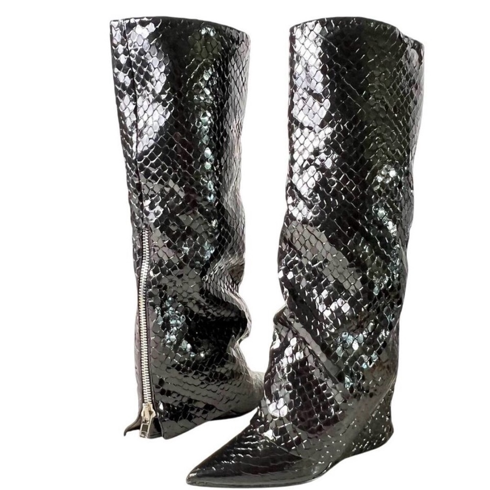 Steve Madden‎ Shiny Black Sequin Heeled Boots